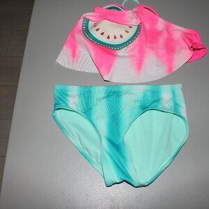Green & Pink Wattermellon 2 Pcs Justice Bikini Swimsuit Size 10